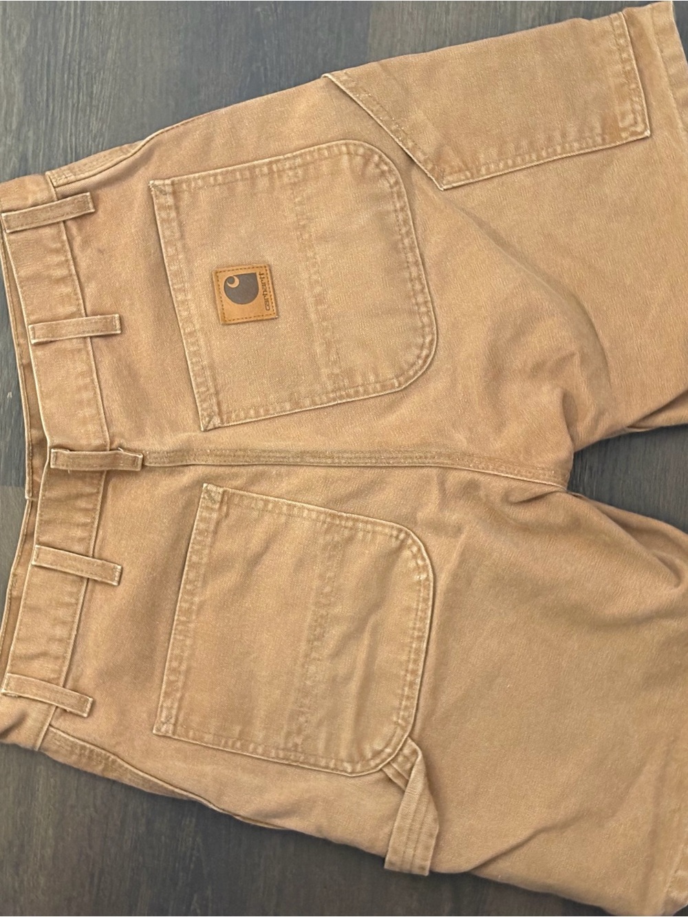 Carhartt Tan Canvas Cargo Work Pants with Patch Logo